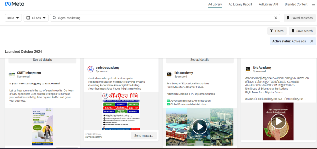 Facebook Ads library